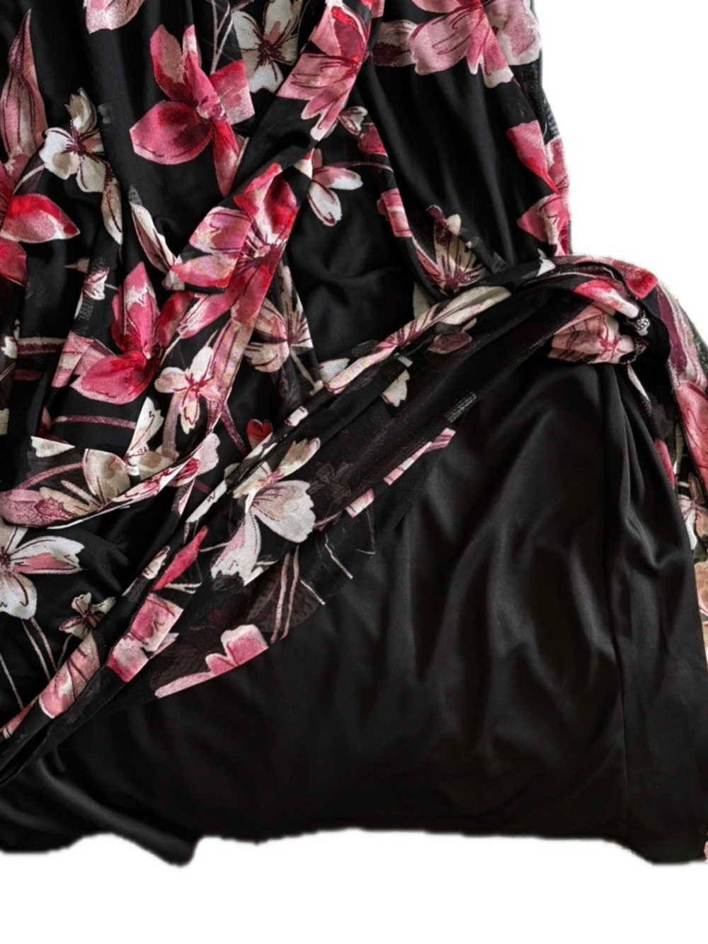 Alexa B. Nites Floral Mesh Maxi Dress Black Pink Petite 6P NWT - Picture 6 of 8